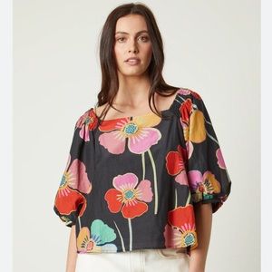 Anthropologie Black Floral Blouse